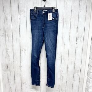 Zara Pants Women Size 6 Dark Wash High Rise Skinny Jeans Zip Fly Pockets Grunge